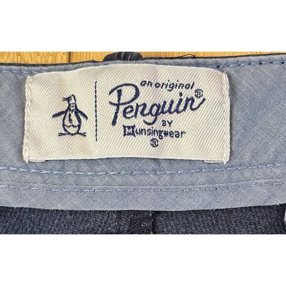 Penguin Men Golf Shorts Size 36 Zip Fly, Flat Front, Front & Back Pockets, Blue - Picture 4 of 9